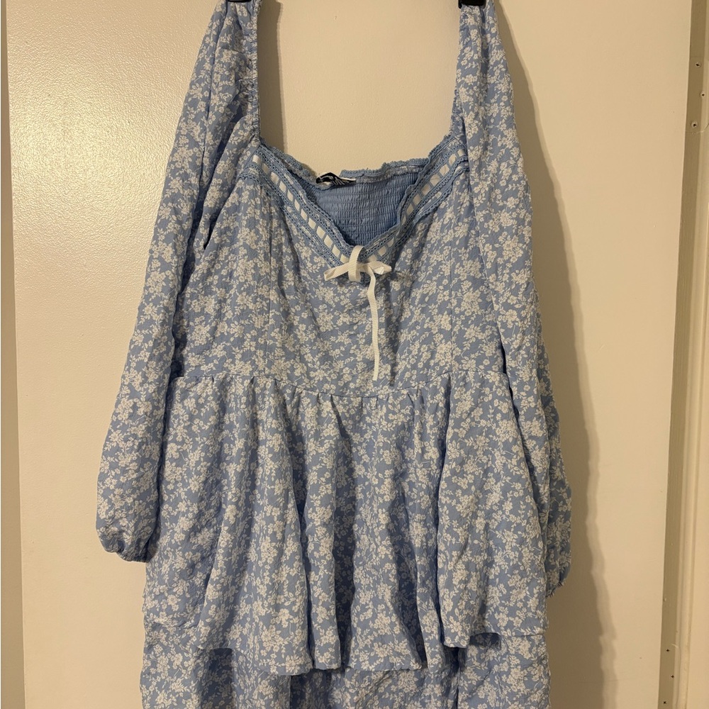 ARULA Light Blue Floral Romper